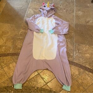 NEWCOSPLAY Purple Mint Green Unicorn Onesie with Hood Size Small